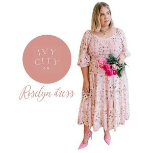 EUC Ivy City Co. "Roselyn" Dress Pink Floral Smocking // Size 1X